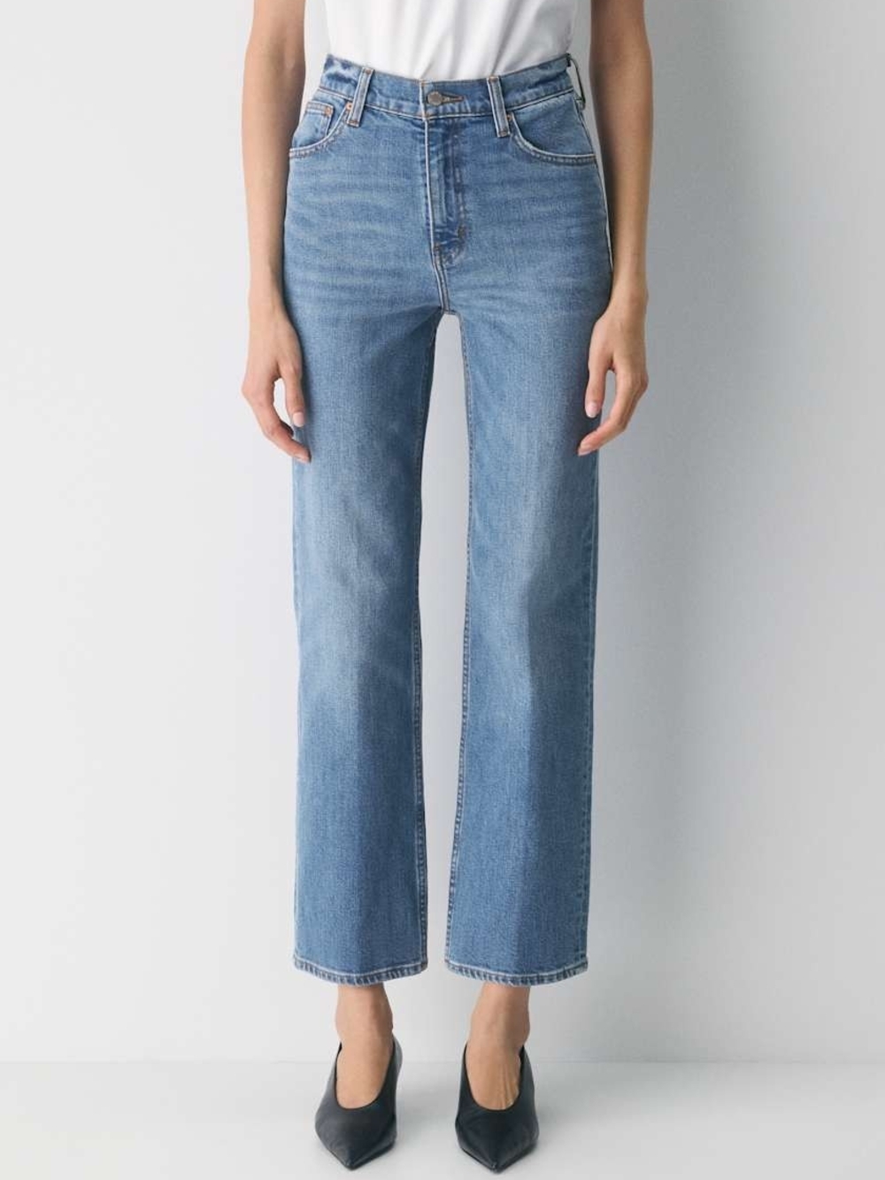 Denim Forum Light Blue High-Rise Straight Jeans